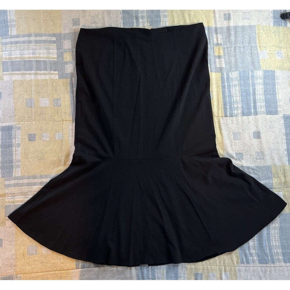 Ashley Stewart Black Women's Mid High Ruffle Bottom Skirt Women's Sz 18